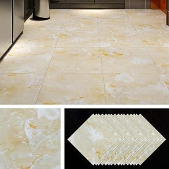 Livelynine Peel and Stick Floor Tile Marble 12X12 Inch 32 Pack Peel and Stick Vinyl Flooring Tiles Waterproof Laminate Flooring Tile Stickers for Bathroom Kitchen Bedroom Farmhouse Dorm Flooring
