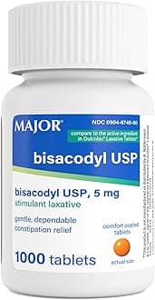 Bisacodyl 5 mg - Comfort Coated Stimulant Laxative for Gentle, Dependable, Constipation Relief - 1000 Tablets (1 Pack)