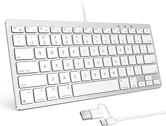 OMOTON Wired Keyboard for Mac Devices ONLY with Dual Interface, Comfortable Typing Angle & Stable Connection, Compatible with MacBook, iMac, Mac mini, PC-White