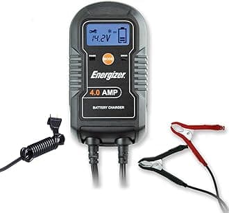 Energizer4-Amp 6V/12V Auto Charger, 9-Step Smart Battery Maintainer, Trickle Charger w/LCD Display