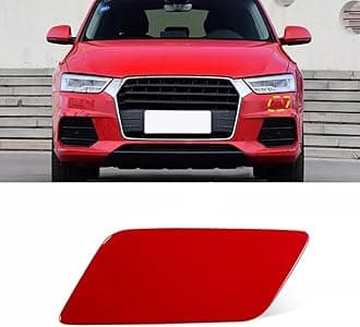 Front Bumper Headlight Washer Cover Cap for Audi Q3 2016 2017 2018 8U0955276E (Red, Left)