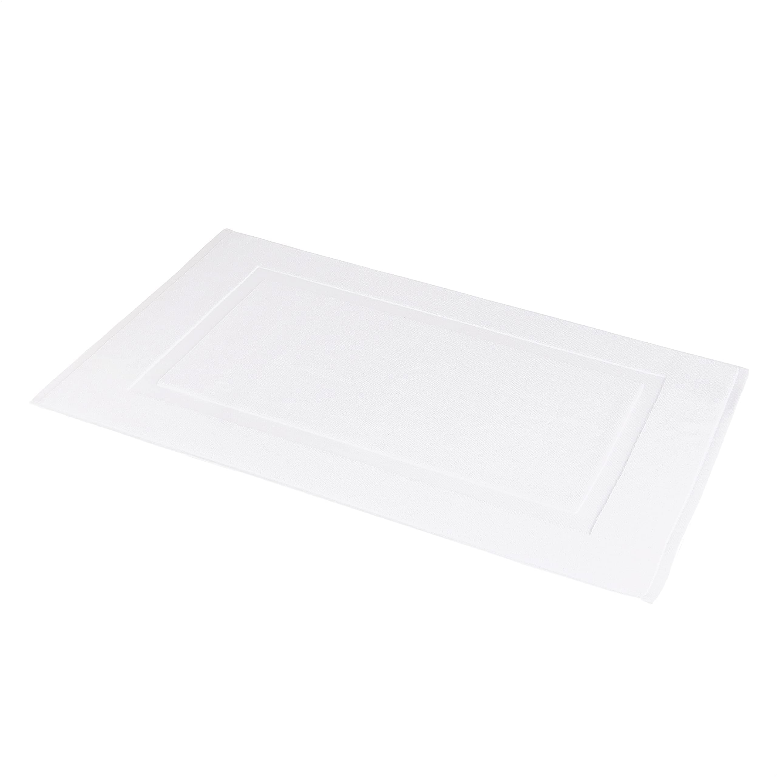 Non-Slip Cotton Bath Mat, 100% Cotton Absorbent, Machine Washable, 31" L x 20" W, Bright White