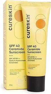 Cureskin SPF 40 Ceramide Sunscreen with Hyaluronic Acid & Ceramides | 2-in-1 Sunscreen Moisturizer, Broad Spectrum, SPF 40 & PA+++, 50 g (Pack of 1)