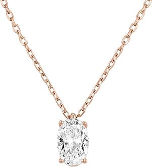 PAVOI 14K Gold Plated Cubic Zirconia Diamond Pendant Necklace for Women | Adjustable Slider