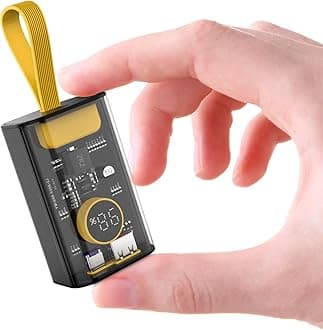 Portable Charger 10000mAh,22.5W Fast Charging Small Power Bank,Transparent External Battery Pack,External USB C Portable Phone Charger for iPhone iPad Samsung LG Android Cellphone(Black)