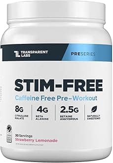 Stim-Free Pre-Workout - Caffeine & Stim Free Pre Workout Powder for Men and Women with Beta Alanine Powder, Citrulline Malate, & elevATP - 30 Servings, Strawberry Lemonade