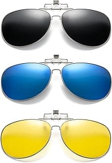 Clip on Flip up Polarized Lens For Prescription Glasses UV Protection Sunglasses (Clear lenses not Polarized)