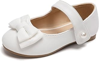 FUNKYMONKEYToddler/Little Girl Mary Jane Dress Shoes Casual Slip on Ballet Flat, White Bowknot, 5.5", White Bowknot, 14.0 cm