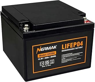 12V 30Ah Lithium LiFePO4 Deep Cycle Battery, 2000+ Cycles Lithium Iron Phosphate Rechargeable Battery for RV/Outdoor Camping, Off-grid, Home Energy Backup and More, Built-in 30A BMS