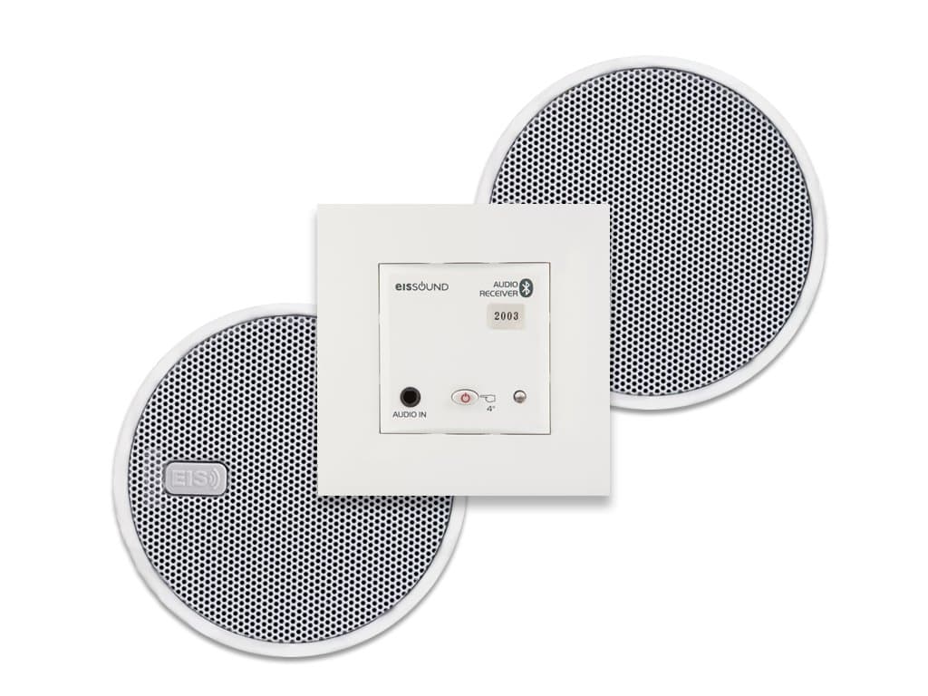 King BT/Mando in Wall Bluetooth Audio Receiver & 2.5" Ceiling Speakers - EIS SOUND (Satin White)