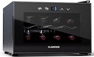 Klarstein Free-Standing Wine Cooler Drinks Fridge, 21L Single Zone Wine Fridges, Wine Prosecco & Beer Bottles, Wine Fridge with Glass Door, Indoor/Outdoor Bar Fridge and Wine Cooler, 8 Bottles