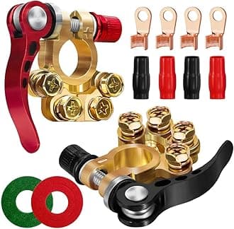 2Pcs Quick Release Battery Terminals, 4 Way Car Battery Terminals Clamps, 12V/24V Battery Terminal Connectors, Positive Negative Battery Terminal Connectors for Cars, Trucks, Ships, Caravan Motorhome