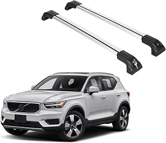 ERKUL Heavy Duty 220lbs Roof Rack Cross Bars for Volvo XC40 2019-2026 | Solid Metal Mounts | Aluminum Crossbars with Anti Theft Lock for Rooftop - Compatible with Flush Rails - Silver