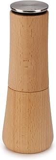 Milltop Non Spill Pepper Mill, Refillable with Ceramic Grinding Mechanism, Beech Wood