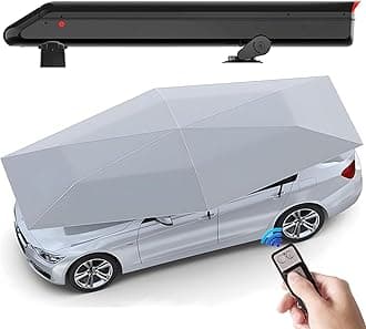 Universal Car Roof Carport, Fully-Automatic Car Tent Cover, 3.8 M Electric Folding Opening Umbrella, with 5000mAh Removable Batter, Remote Control,Grey-A