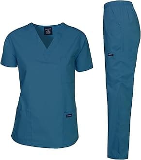 Dagacci Scrubs Medical Uniform Women and Man Scrubs Set Medical Scrubs Top and Pants, Caribbean_, Medium