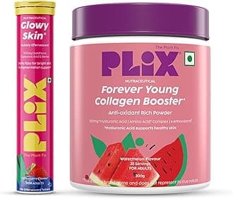 The Plant Fix Plix Beauty Glow Combo Glutathione 15 Effervescent Tablets And Collagen Builder Powder (200G) Combo For Youthful And Glowy Skin, 2 count, 15 capsules
