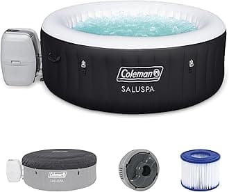 Coleman SaluSpa 2 to 4 Person Inflatable Round Outdoor Hot Tub Spa with 60 Soothing AirJets, Filter Cartridges, and Insulated Cover, Black