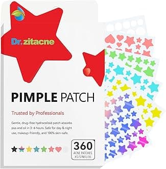 Pimple Patches for Face, 360Pcs 5 Colors&7 Sizes (8,10,12,14,16mm) Acne Patches Hydrocolloid Precise Matches Acne of Different Sizes, Cute Star Spot Stickers With Tea Tree Salicylic Acid Centella