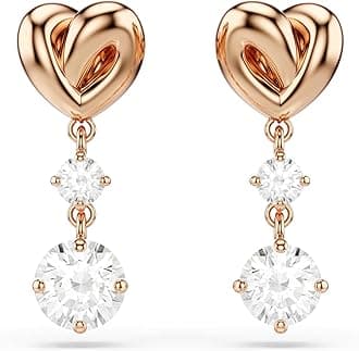 [Swarovski] 【スワロフスキー】Lifelong Heart ドロップピアス, ハート, ホワイト, ローズゴールドトーン・プレーティング[正規輸入品]