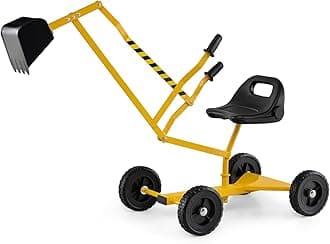 Costzon Sand Digger, Outdoor Heavy Duty Metal Excavator with 360° Swivel Seat for Beach Garden Sandbox Digging Sand Dirt Snow, Sit on Digger for 3+ Years Old Kids Boys Girls