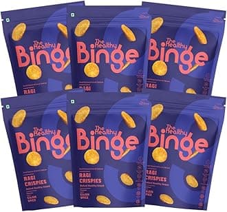 - The Healthy Binge Ragi Baked Chips Cajun Spice – Healthy Snacks | Baked Snacks | No Palm Oil | Protein Rich | Healthy Snacks for Kids and Adults 40g (Pack of 6)