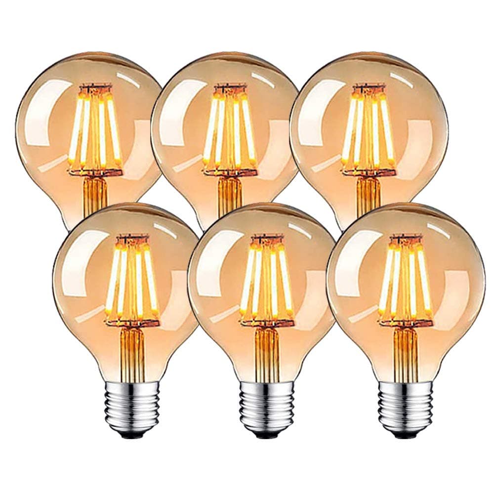 LED Vintage Edison Light Bulb,Edison E27 Screw Bulb 4W(40W Equivalent),Retro E27 Edison Light Bulbs,Antique Style LED Light Bulbs Screw in,Vintage Light Bulb 470LM 2700K Warm Yellow,6 Pack [Energy Class A++]