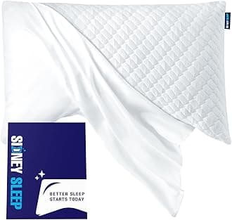 Curved Pillow Covers - Full Length Zipper Closure - Premium Soft Brushed Microfiber - 20 x 30 Inches - Fits Curved Side Sleeping Pillows (Queen, White)