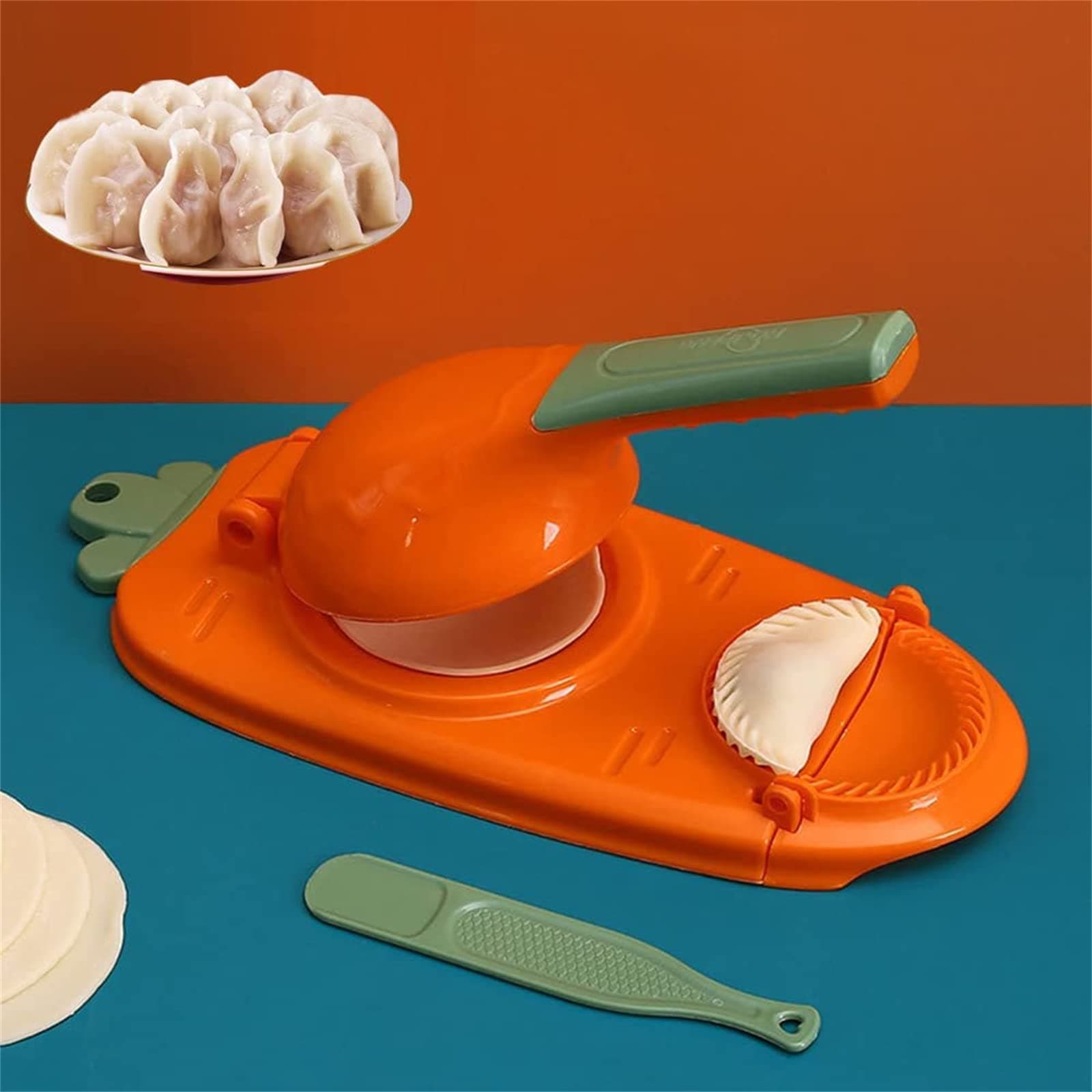 Miurixo 2 In 1 Dumpling Maker,Dumpling Skin Mold Dough Presser,Dumpling Press Maker Tool,Dumpling Maker Mold Plastic, New Efficient Dumpling Maker Mould,Pastry Molds Press (Orange)