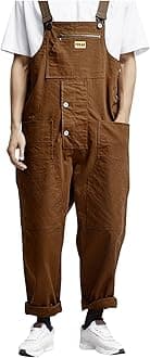 Bib and Brace Workwear Men's Dungarees Mens Denim Dungarees Casual Lightweight Loose Bib Overall Cowboy Rompers Loose Fit Hip Hop Fancy Vintage Cargo Trousers Suspender Jeans