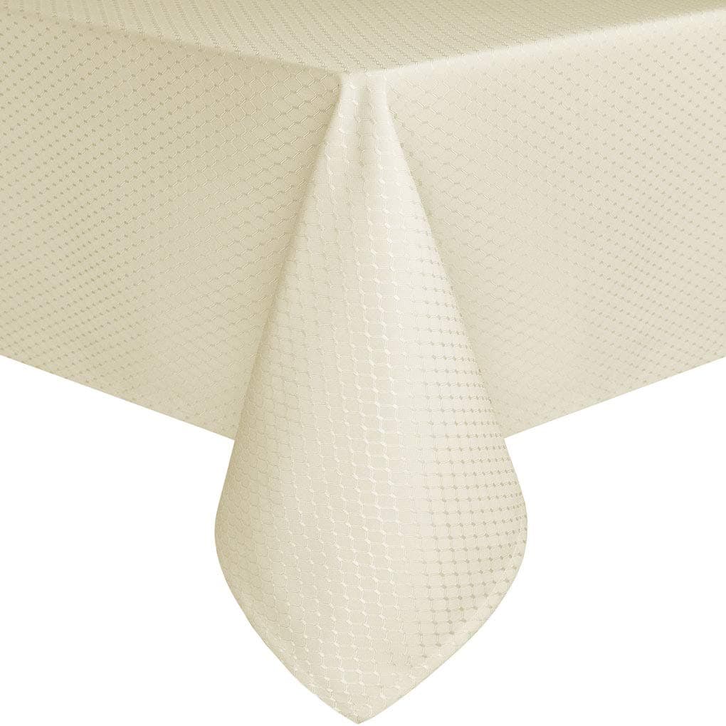 Eforcurtain Heavy Duty Plain Oblong Table Cover Polyester Waffle Tablecloth Stain Resistant /Spill-Proof /Waterproof for Parties, Light Beige, 60-inch by 120-inch
