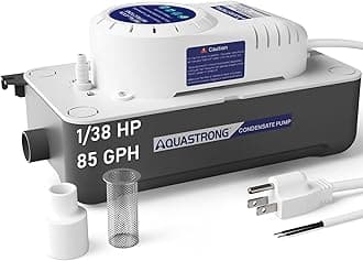 Aquastrong 1/38HP 85 GPH HAVC Condensate Pump, 115V/230V, Automatic Safety Switch, AC Condensate Removal for Air Conditioner, Furnace, Dehumidifier, 3.3' Power Cord