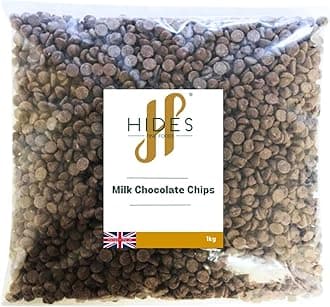 Hides Fine Foods - Milk Chocolate Chips -1kg - GMO - Free - Suitable for Vegetarians - Baking - Desserts - Cookies - Ganache - Muffins - Cakesicles - Cakes - Cupcakes -Tempering - Chocolate Mocha
