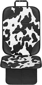 Siivton Car Seat Protector for Child Car Seat,Waterproof Car Seat Cover with Thick Padding, Non-Slip Backing, Protects Fabric & Leather Seats, 2 Mesh Storage Pockets(Cow Print)