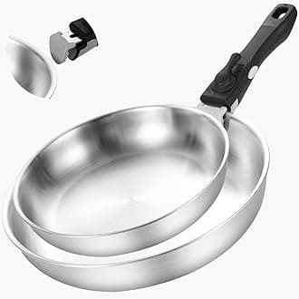 Tri-Ply Stainless Steel Cookware Set with Detachable Handle, Removable Handle Pots and Pans Set, Induction Kitchen Cooking Set for Home & RV Camping, Dishwasher and Oven Safe