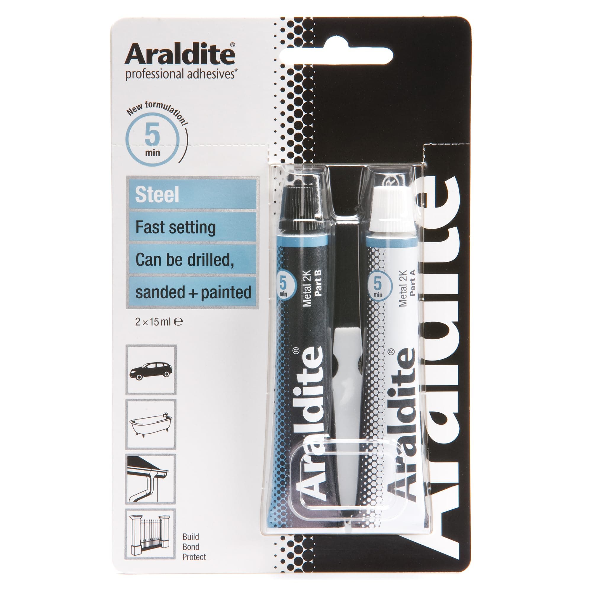 Araldite 2-Tubes Steel Epoxy, 15 ml