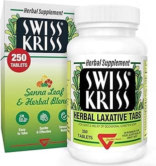 - Swiss Kriss Herbal Laxative Tablets, Natural Laxatives for Constipation Relief, Senna Laxative, 250 Tablets