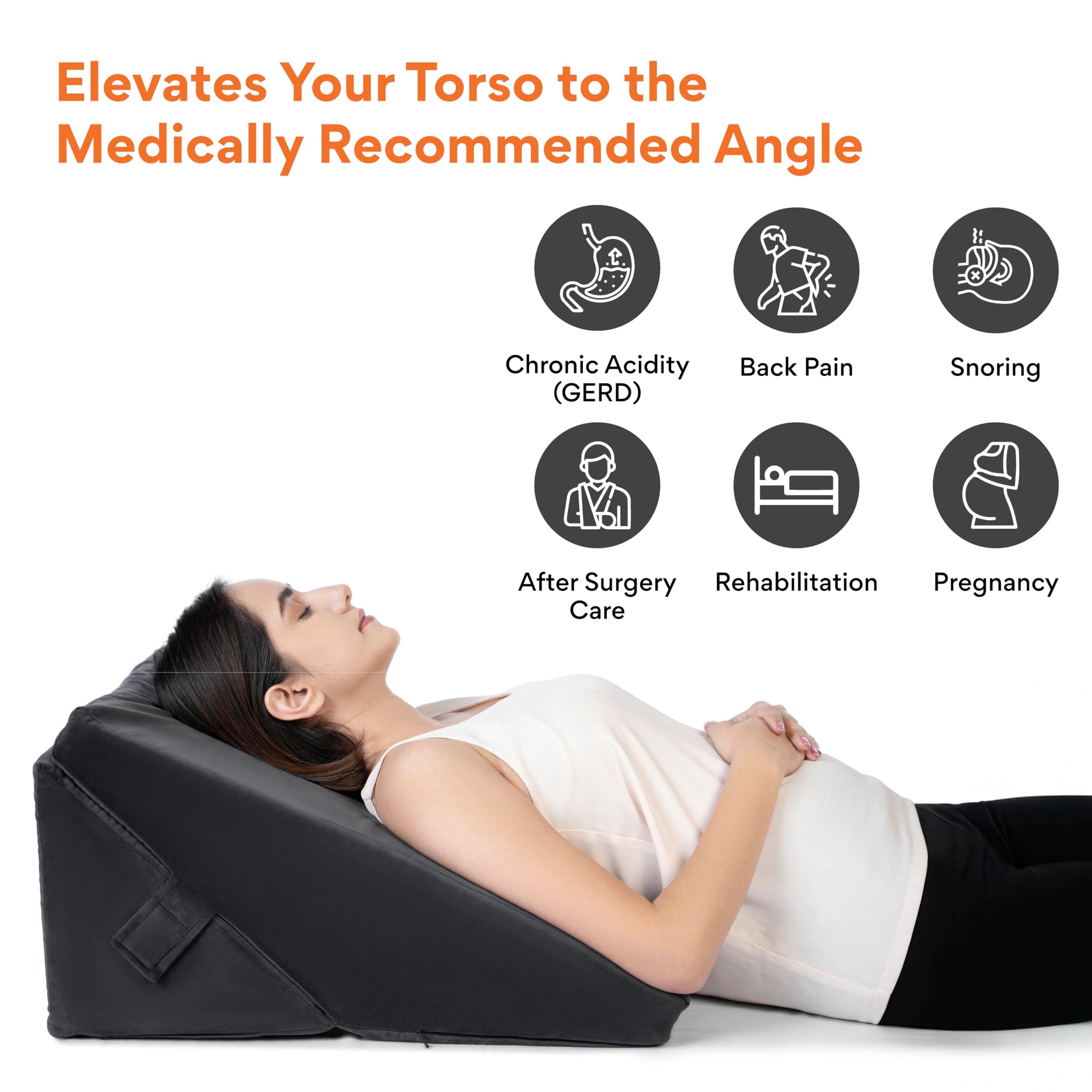 FOVERA Adjustable Bed Wedge Memory Foam Pillow with 7 Ways of Elevated Inclines for Acid Reflux, GERD, Snoring, Heartburn, Post-Surgery (Velvet Dark Grey, Standard - 22 x 22 x 12 Inch)