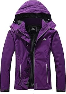 MOERDENG Women's Waterproof Rain Jacket Lightweight Raincoat Hooded Hiking Jacket Softshell Windbreaker