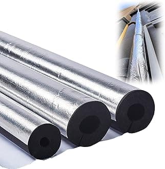 Outdoor Foam Pipe Insulation tubing, for On air Conditioning Lines on Heat Pump, Insulated Tubes Prevent Heat Loss, ID 22mm (7/8")-165mm (6-1/2") Aluminum foil Foam Tubing(76mm(ID) x15mm)