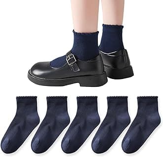 EPEIUSGirls Ankle Socks,Seamless Soft Cotton Ruffle Socks,Cute White for School Uniform 4-6/6-8/9-12/12-15 Years Old