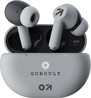 GOBOULT K40 True Wireless in Ear Earbuds with 48H Playtime, Clear Calling 4 Mics, 45ms Low Latency Gaming, 13mm Bass Drivers, Type-C Fast Charging, Bluetooth 5.3 Ear Buds (Ivory White)