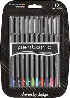 linc Pentonic Premium Ball Point Pen 1.0 mm Medium Point, 10-Count, Assorted Colors | Medium Point Featherlite Feel, Easy Flow Ink Technology, Sleek Matte Finish