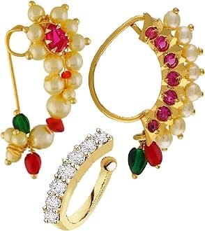 Maharashtrian Marathi Traditional Nath Nose Ring Without Piercing Nose Pin Clip On Nathiya For Women