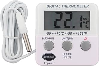 Brannan Digital Fridge Freezer Thermometer With Temperature Warning Alarm and Max Min - Fridge Temperature Thermometer To Monitor Chilled Food Storage