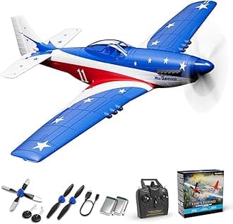 VOLANTEXRC RC Plane, 4 Channel Remote Control Airplane P51d Mustang with Gyros, Aileron, Aerobatics, 3 Modes to Flys for Adults, Boys & Beginners (Multi Color)
