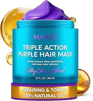 Deep Conditioning Purple Hair Mask for Blonde Hair – Purple Toner for Brassy, Bleached, Silver, or Color Treated Hair – Hair Repair Mask Keratin Hair Treatment – Matizador Para Cabello Rubio