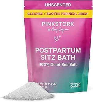 Postpartum Sitz Bath Soak: Dead Sea Salt for Perineal Care & Cleansing, Postpartum Recovery, Labor and Delivery Essentials, Women-Owned, Unscented, 16 oz (454 g)