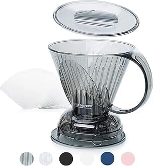 Coffee Dripper and Filters, Large 18 oz (Cloud)| Barista's Choice| Safe BPA Free Plastic|Includes 100 Filters