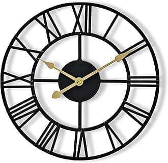 Large Wall Clock for Living Room Decor, (30CM) 12 Inch Wall Clock Decorative, Metal Analog Roman Numeral Wall Clock Modern Wall Clocks - Large Clock Home Decor (Black)